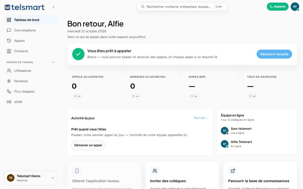 La liste de contrôle en haut du tableau de bord, dépliée avec les 5 étapes.