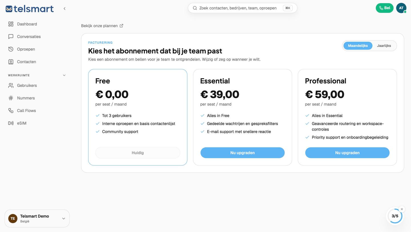 La page des abonnements.